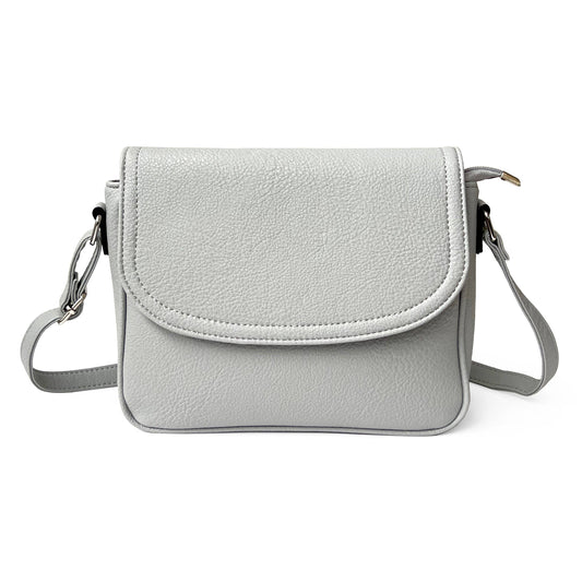 CROSSBODY WITH FRONT FLAP: LIGHT GREY