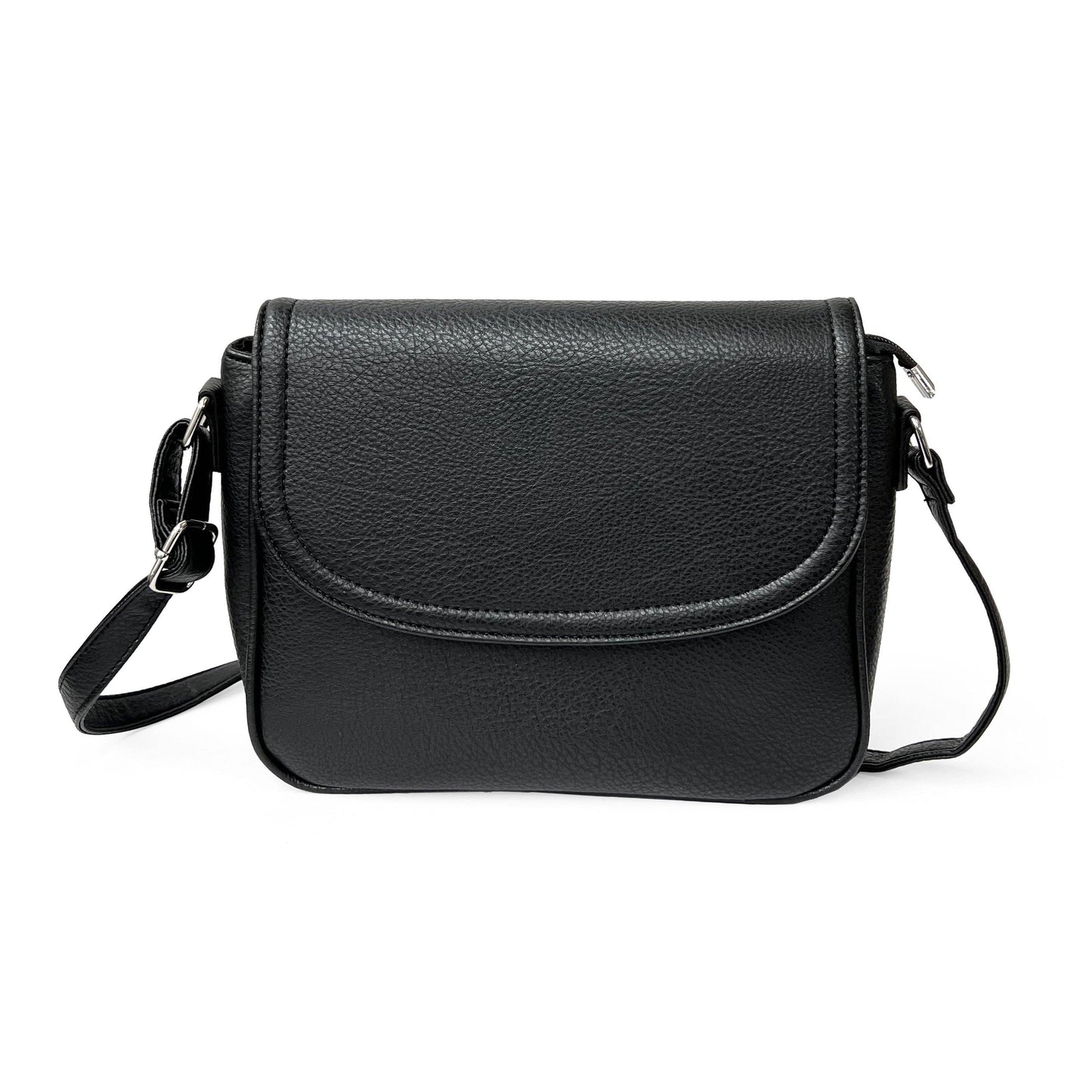 CROSSBODY WITH FRONT FLAP: BLACK