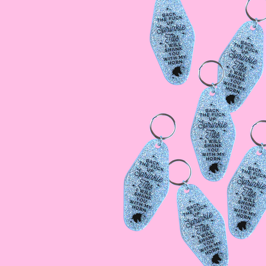 Back The Fuck Up Sprinkle Tits Motel Keychain